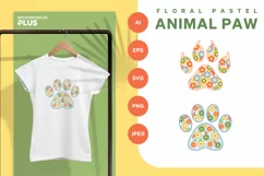 Floral Animal Paw in Pastel Colors, Cute Illustration Set Product Image 1