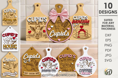 Cupid's Mini Cutting Boards Bundle Laser cut. Kitchen SVG Product Image 1