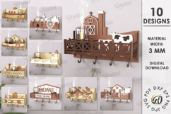 Shelves with key holders Bundle Laser Cut. Organizer SVG Product Image 1