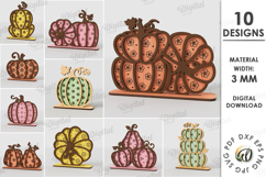 Wooden Pumpkin Decors Bundle Laser Cut. Stand Decor SVG Product Image 1