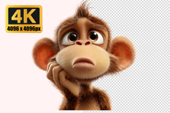 Thinking Baby Monkey Transparent PNG Product Image 1