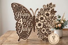 Happy 4th of July Butterfly SVG, Patriotic Floral Butterfly Product Image 1