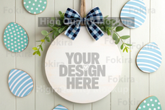 Easter Round Wood Sign Mockup - Door Wood Sign Product Image 1