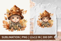Autumn Elf | Sublimation Design | Watercolor Clipart Product Image 1