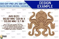 Octopus Ornament Laser Cut. Wooden Sea Animals SVG Product Image 2