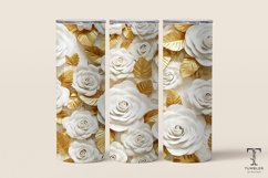 3D Gold and White Roses 20oz Sublimation Tumbler Wrap Product Image 1