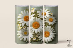 3D White Daisy Flowers 20oz Sublimation Tumbler Wrap Product Image 1