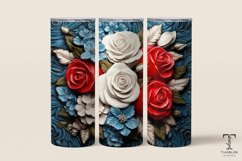 3D American Flag Color Flowers 20oz Sublimation Tumbler Wrap Product Image 1