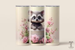 3D Cute Floral Raccoon 20oz Sublimation Tumbler Wrap Product Image 1