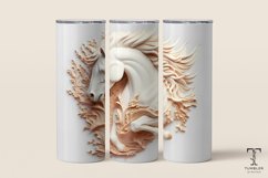 3D White Horse Relief 20oz Sublimation Tumbler Wrap Product Image 1