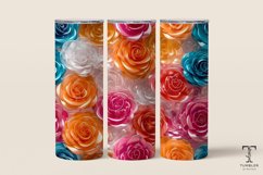 3D Glass Colorful Roses 20oz Sublimation Tumbler Wrap Product Image 1