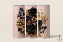 3D Gold and Black Flowers 20oz Sublimation Tumbler Wrap Product Image 1