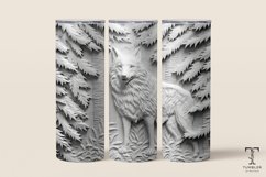 3D White Wolf Relief 20oz Sublimation Tumbler Wrap Design Product Image 1