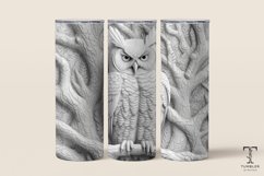3D White Owl Relief 20oz Sublimation Tumbler Wrap Design Product Image 1