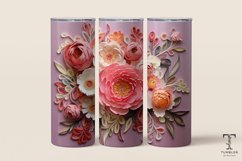 3D Pink and White Flowers 20oz Sublimation Tumbler Wrap Product Image 1