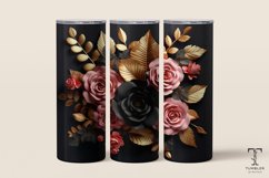 3D Gold and Pink Black Flowers 20oz Sublimation Tumbler Wrap Product Image 1