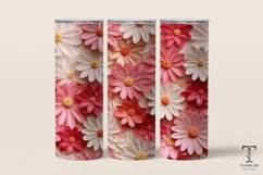 3D Pink and White Daisy 20oz Sublimation Tumbler Wrap Product Image 1