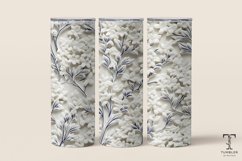 3D White Blue Wildflowers 20oz Sublimation Tumbler Wrap Product Image 1