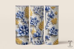 3D Blue and Yellow Wildflowers 20oz Sublimation Tumbler Wrap Product Image 1