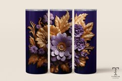 3D Purple and Gold Roses 20oz Sublimation Tumbler Wrap Product Image 1