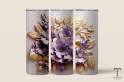3D Purple and Gold Roses 20oz Sublimation Tumbler Wrap Product Image 1
