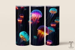 Neon Color Jellyfish 20oz Sublimation Tumbler Wrap Design Product Image 1