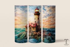 3D Embroidered Lighthouse 20oz Sublimation Tumbler Wrap Product Image 1