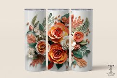 3D Orange Flowers 20oz Sublimation Tumbler Wrap Design Product Image 1