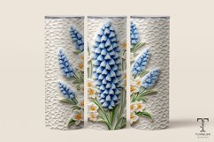 3D Blue Wildflowers 20oz Sublimation Tumbler Wrap Design Product Image 1