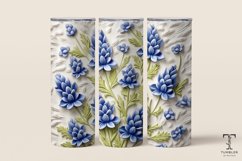 3D Blue Wildflowers 20oz Sublimation Tumbler Wrap Design Product Image 1