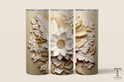 3D Gold and White Flowers 20oz Sublimation Tumbler Wrap Product Image 1