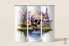Watercolor Skull and Flowers 20oz Sublimation Tumbler Wrap Product Image 1
