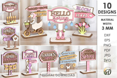 Hello Spring Stand Decors Bundle Laser Cut. Stand Decor SVG Product Image 1