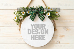Spring Round Wood Sign Mockup - Door Wood Sign Product Image 1