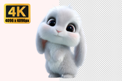 Fluffy White Bunny Transparent PNG Product Image 1