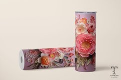 3D Pink and White Flowers 20oz Sublimation Tumbler Wrap Product Image 3