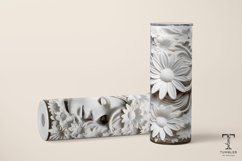 3D White Flowers and Girl Relief Sublimation Tumbler Wrap Product Image 2