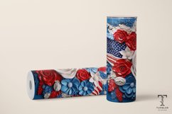 3D American Flag Flowers 20oz Sublimation Tumbler Wrap Product Image 3