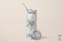 3D Seamless White Roses 20oz Sublimation Tumbler Wrap Product Image 3