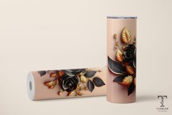 3D Gold and Black Flowers 20oz Sublimation Tumbler Wrap Product Image 2