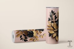 3D Gold and Black Flowers 20oz Sublimation Tumbler Wrap Product Image 2