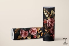3D Gold and Pink Black Flowers 20oz Sublimation Tumbler Wrap Product Image 3