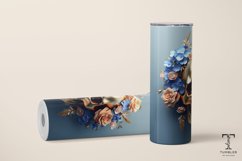 3D Floral Gold Skull 20oz Sublimation Tumbler Wrap Design Product Image 3