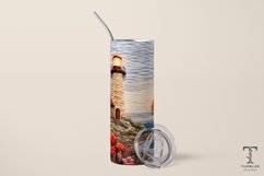3D Embroidered Floral Lighthouse Sublimation Tumbler Wrap Product Image 2