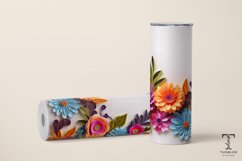 3D Colorful Flowers 20oz Sublimation Tumbler Wrap Design PNG Product Image 3