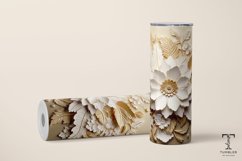 3D Gold and White Flowers 20oz Sublimation Tumbler Wrap Product Image 2