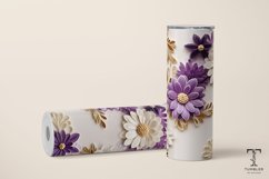 3D Purple and White Daisy 20oz Sublimation Tumbler Wrap Product Image 3