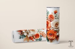 3D Orange Flowers 20oz Sublimation Tumbler Wrap Design Product Image 3