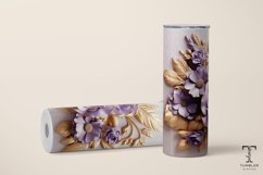 3D Purple and Gold Roses 20oz Sublimation Tumbler Wrap Product Image 2