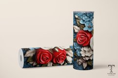 3D American Flag Color Flowers 20oz Sublimation Tumbler Wrap Product Image 2